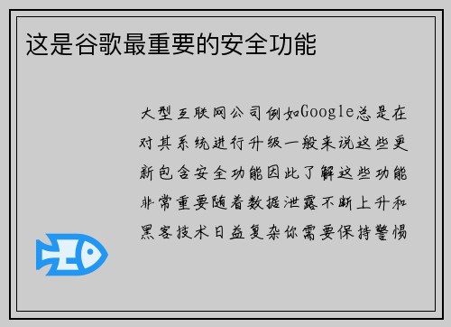 这是谷歌最重要的安全功能 
